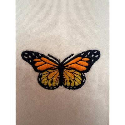 Brandy Melville White Monarch Butterfly Embroidered Hoodie - product photo 4