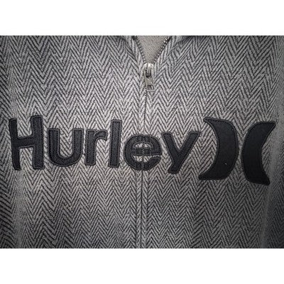 Hurley Mens Full Zip Fleece Jacket Gray Herringbone Logo Large - product photo 6