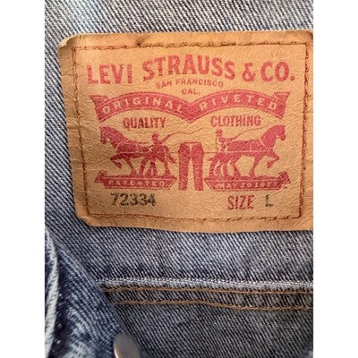 Levis 72334 Denim Trucker Jacket Mens Medium Blue Button Front - product photo 3