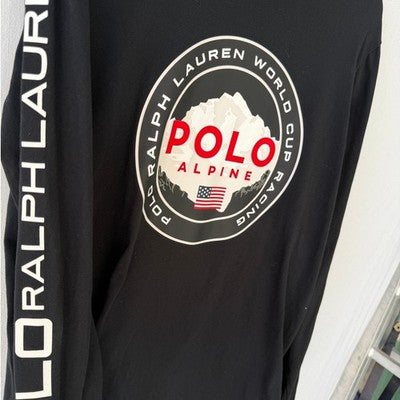 Polo Ralph Lauren Alpine World Cup Racing Shirt Mens M Black Ski Graphic Long - product photo 4
