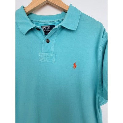 Polo Ralph Lauren Polo Shirt Mens XL Aqua Blue Custom Fit Pony Logo - product photo 4