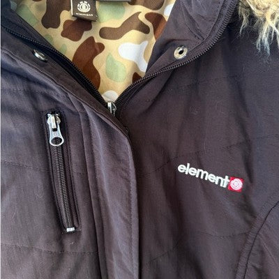 Element Parka Jacket Womens Large Brown Insulated Faux Fur Hood Winter Coat - product photo 3