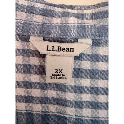 L.L.Bean Plaid Button Up Shirt Womens 2X Blue White Long Sleeve - product photo 3