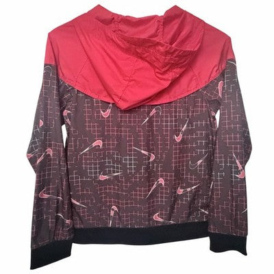 Nike Red Black Swoosh Windbreaker Womens Large - product photo 2