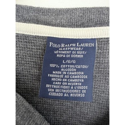 Polo Ralph Lauren Thermal Shirt Mens Large Gray Waffle Knit Sleepwear Pony Logo - product photo 3