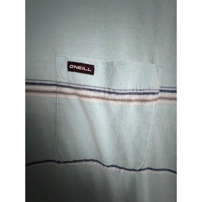 O'Neill Striped Pocket T Shirt Mens Large Aqua Blue - product photo 4