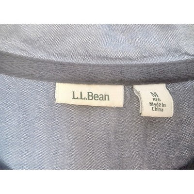 LL Bean Rugby Shirt Mens Medium Navy White Striped Long Sleeve Casual Classic - product photo 3