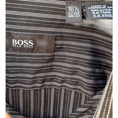 Hugo Boss Black Striped Dress Shirt 16.5 34/35 - product photo 3