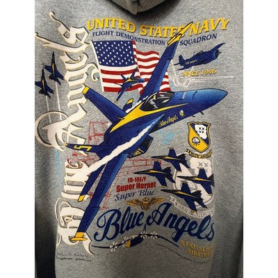 Blue Angels US Navy Graphic Hoodie Mens Large Gray - product photo 5