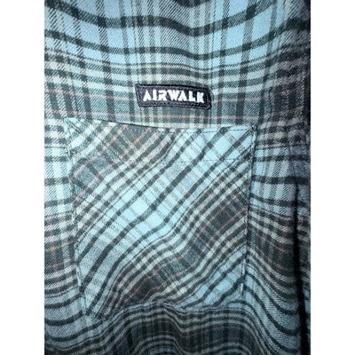 Airwalk Plaid Flannel Button Up Shirt Mens XL Blue Gray Skate Casual - product photo 4