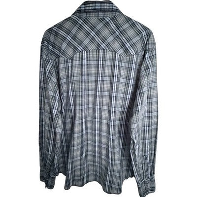 Wrangler Plaid Pearl Snap Western Shirt Mens XL Green Blue - product photo 2