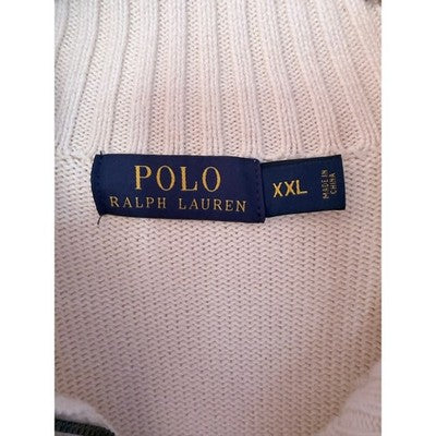Polo Ralph Lauren Quarter Zip Sweater Mens XXL Cream Knit Pullover Logo - product photo 3