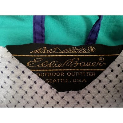 Eddie Bauer Full Zip Windbreaker Jacket Blue Green Mens M - product photo 4