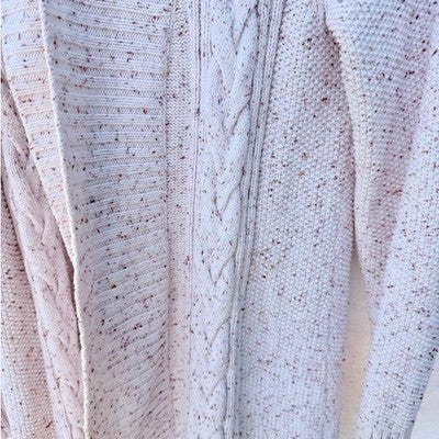 LL Bean Shawl Collar Cardigan Womens Large Cream Chunky Knit Cozy Sweater - product photo 4