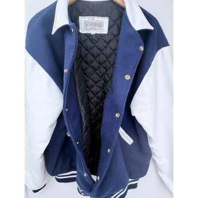 Steer Brand Tide Racing Team Varsity Jacket Mens XL Wool Leather USA Snap Front - product photo 5
