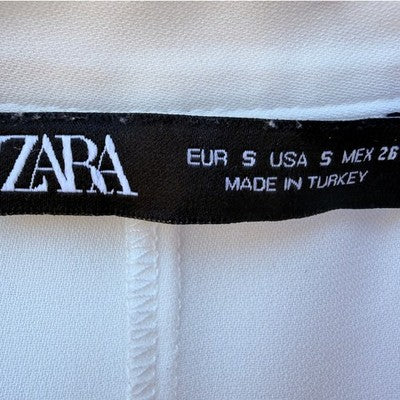 Zara Womens Sleeveless Blouse Small White V Neck Top - product photo 3