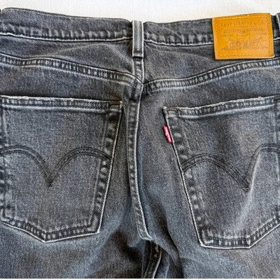 Levis Ribcage Jeans Womens 30 Black High Rise Straight Distressed Denim - product photo 4