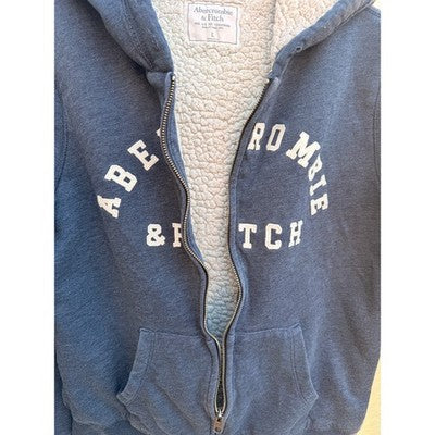 Abercrombie & Fitch Sherpa Lined Zip Hoodie Womens Large Blue - product photo 5