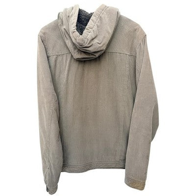 Quiksilver Mens Corduroy Jacket Tan Sherpa Lined Hooded Large - product photo 2