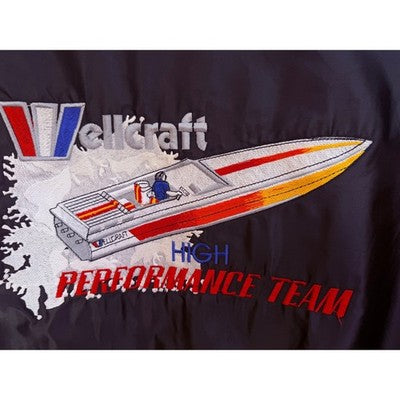 Vintage DeLong Wellcraft Bomber Jacket Mens Medium Black Racing Boat USA Made - product photo 4