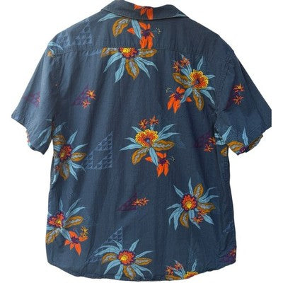 Billabong Hawaiian Shirt Mens Large Blue Floral Short Sleeve Surf Casual - product photo 2