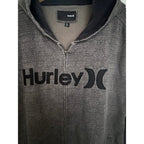 Hurley Mens Full Zip Fleece Jacket Gray Herringbone Logo Large - product photo 4