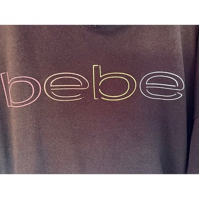 Bebe Sport Hoodie Womens 3X Black Spell Out Logo Pullover Sweatshirt - product photo 4