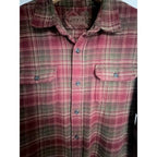 Orvis Plaid Heavyweight Flannel Shirt Mens Large Burgundy Brown Button Up - product photo 5