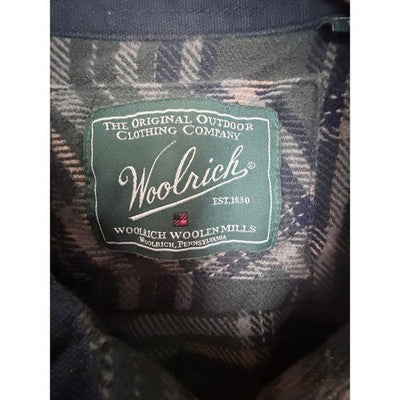 Woolrich Plaid Flannel Shirt Jacket Mens XL Green Button Front Wool Blend - product photo 4