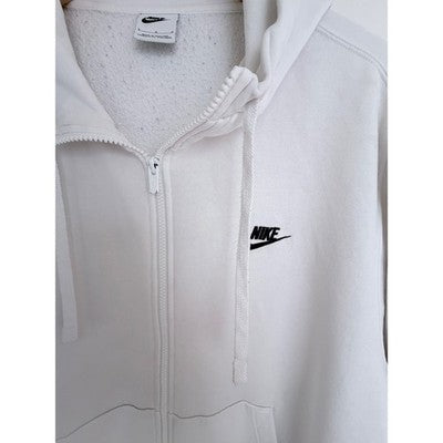 Nike Full Zip Hoodie Mens Large White Fleece Sweatshirt Swoosh Y2K - product photo 4