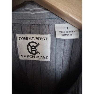 Corral West Ranchwear Striped Pearl Snap Western Shirt Mens LT Gray Cowboy - product photo 3