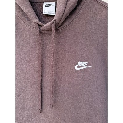 Nike Hoodie Mens Large Brown Pullover Swoosh Sweatshirt Fleece Casual - product photo 4