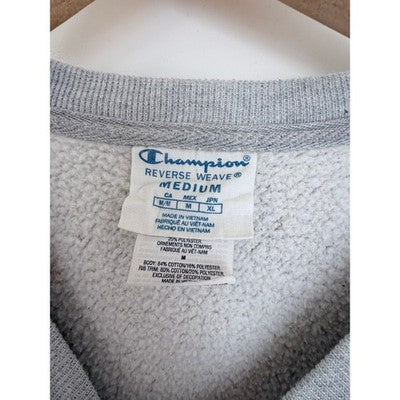 Champion Reverse Weave Crewneck Sweatshirt Mens Medium Gray Plaid Logo - product photo 3
