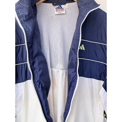 Adidas Windbreaker Jacket Mens XL Blue White Full Zip Lightweight Retro - product photo 5