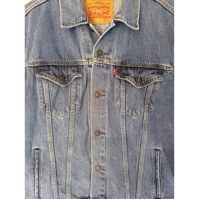 Levis 72334 Denim Trucker Jacket Mens Medium Blue Button Front - product photo 4