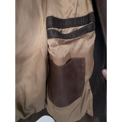 Johnston & Murphy Leather Jacket Mens 40 Brown Full Zip Snap Front Casual Coat - product photo 5