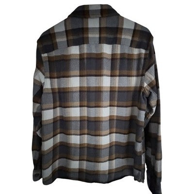Pendleton Burnside Plaid Flannel Shirt Mens Large Brown Gray Button Up - product photo 2