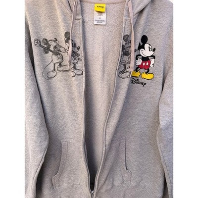 Disney Mickey Mouse Zip Hoodie Womens XL Gray Graphic Full Zip Sweatshirt - product photo 4