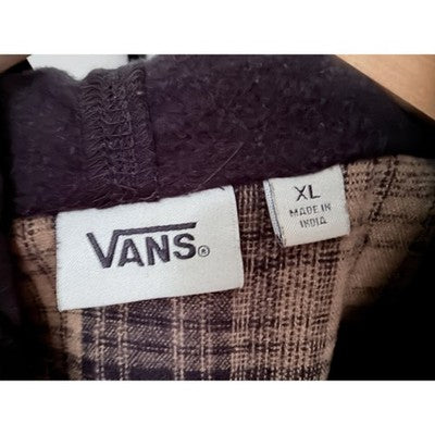 Vans Double Fusion Hooded Flannel Shirt Mens XL Brown Plaid NWT - product photo 3
