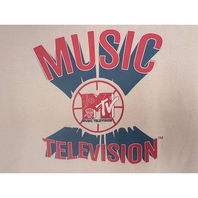 MTV MTV MTV Music Television Hoodie Mens Medium Cream Graphic Pullover Sweatshirt - product photo 4