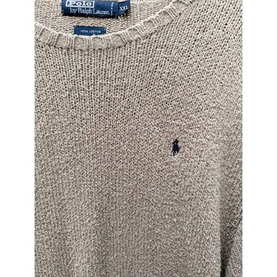 Polo Ralph Lauren Sweater Mens XXL Beige Knit Crewneck Cotton Pony Logo - product photo 4