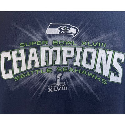 Seattle Seahawks Super Bowl XLVIII Champions T Shirt Mens Large Navy Fan Tee - product photo 4