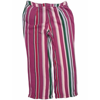 Free People Striped Wide Leg Pants Womens Size 6 Pink Green Cropped Linen Blend - product photo 2