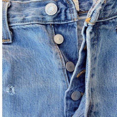 Levi's 501 Cut Off Denim Shorts Womens W34 Light Wash Distressed Frayed Raw Hem - product photo 5