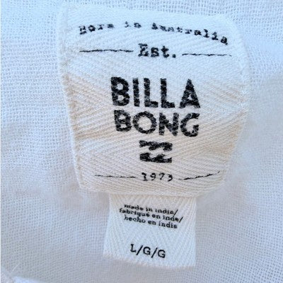 Billabong Hooded Lace Up Top Womens Large White Striped Lightweight Hoodie - product photo 3