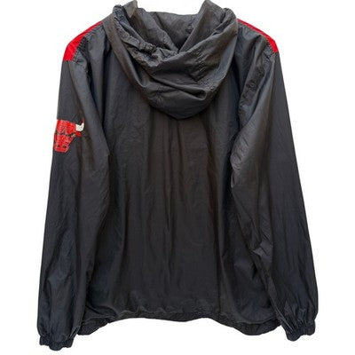 Chicago Bulls 1966 Windbreaker Jacket Mens Medium Black Red Hooded Half Zip NBA - product photo 2
