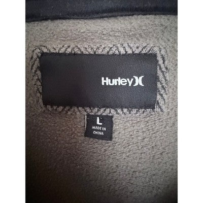 Hurley Mens Full Zip Fleece Jacket Gray Herringbone Logo Large - product photo 3
