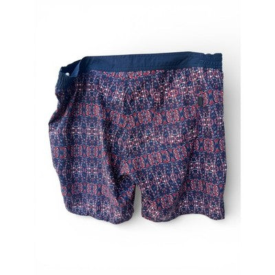 HUGO BOSS Blue Swimwear Hugo Boss Navy Red Patterned Swim Trunks Medium - product photo 2