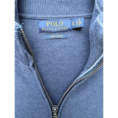 Polo Ralph Lauren Full Zip Sweater Mens XL Blue Pima Cotton Knit Jacket - product photo 3