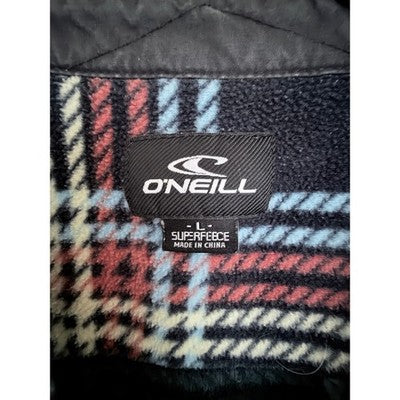 O'Neill Superfleece Plaid Shacket Mens Large Black Blue Snap Front Jacket - product photo 3